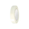 Opposite angled view of 1" x 60 yd filament strapping tape roll showing clear reinforced tape and cardboard core