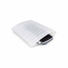 Angled view of white PE foam pouch protecting a keyboard from scratches and surface damage