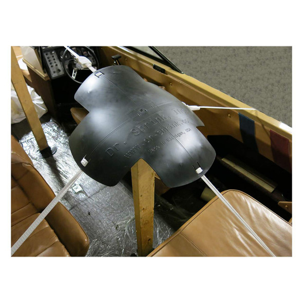 20" Super Cap shrink wrap support end cap installed on 2" x 4" pole with support straps
