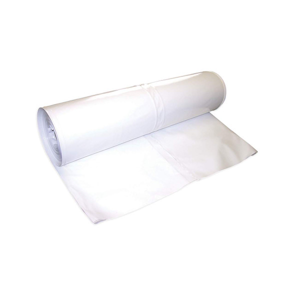 White marine shrink wrap roll with plastic sheeting extended for boat and equipment protection