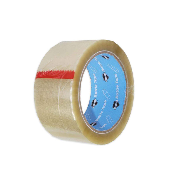 2 inch x 110 yard 1.2 mil clear acrylic carton sealing tape roll displayed from an angled right view