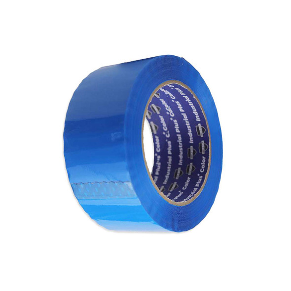 2 inch x 110 yard 48mm x 100m 2.0 mil blue acrylic carton sealing tape displayed from a reverse angle