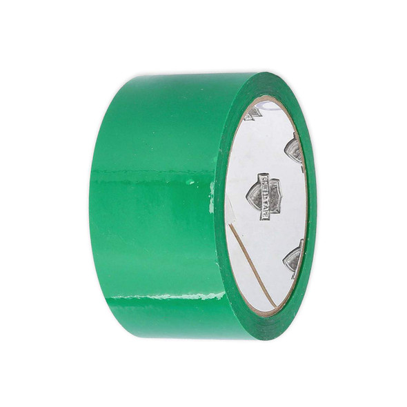 2 inch x 110 yard 48mm x 100m 2.0 mil green acrylic carton sealing tape displayed from a reverse angle