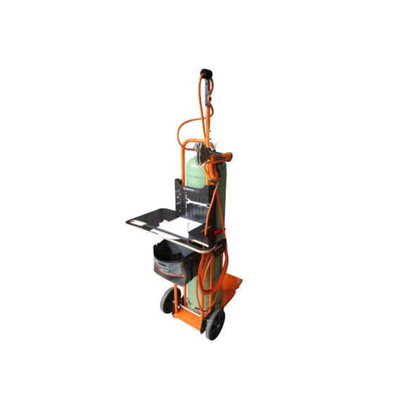 932 propane gas bottle trolley with work shelf, storage pouch and heat gun holder
