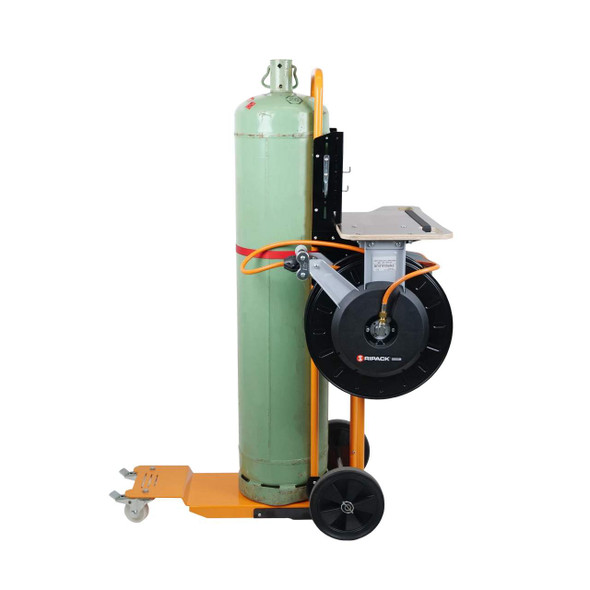 932+ gas bottle trolley with propane cylinder, 49 ft hose reel and work shelf for shrink wrap
