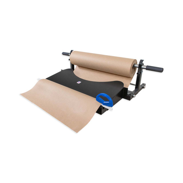 Angled view of EP-5945 Poly Tubing & Film Dispenser with kraft paper roll and slide cutter