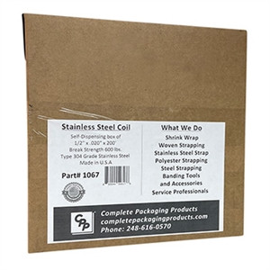 1/2" Type 304 Stainless Steel Strapping – .020 × 200 ft