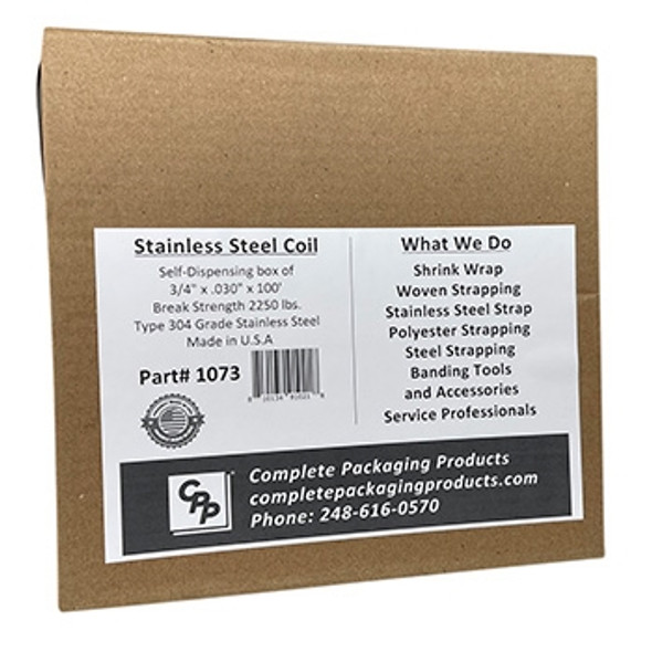 3/4" x .030" x 100' Stainless Steel Strapping