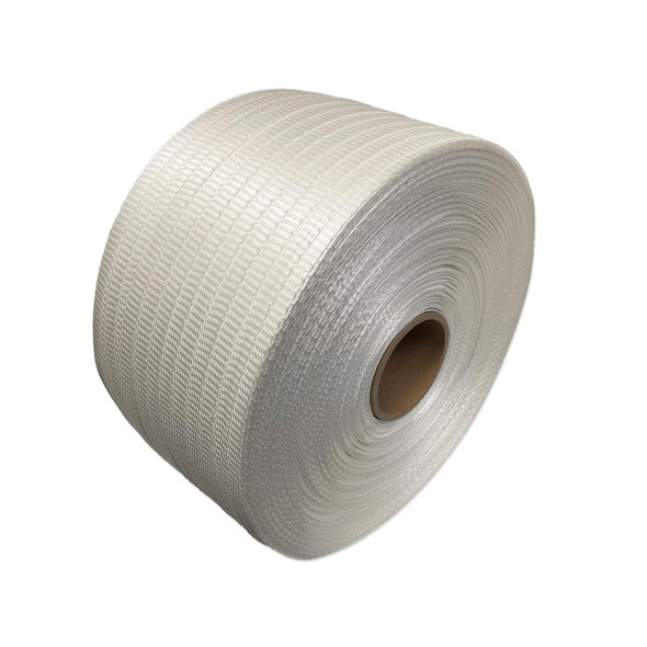 1/2" woven polyester cord strapping roll – angled side view