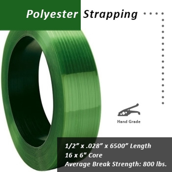 Signode 1/2" x .028" x 6500' Polyester Strapping $.014 per foot 16 x 6" Core -1924 Signode 1/2" x .028" x 6500' Polyester Strapping $.014 per foot 16 x 6" Core -1924