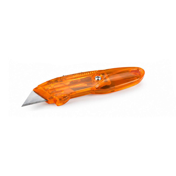 Encore EP-120 Retractable Snap-Off Utility Knife with translucent orange handle and extended cutting blade
