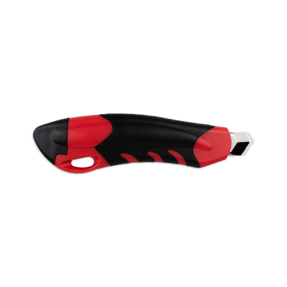 Side view of Encore EP-140 Heavy-Duty Retractable Snap-Off Utility Knife with red and black ergonomic grip