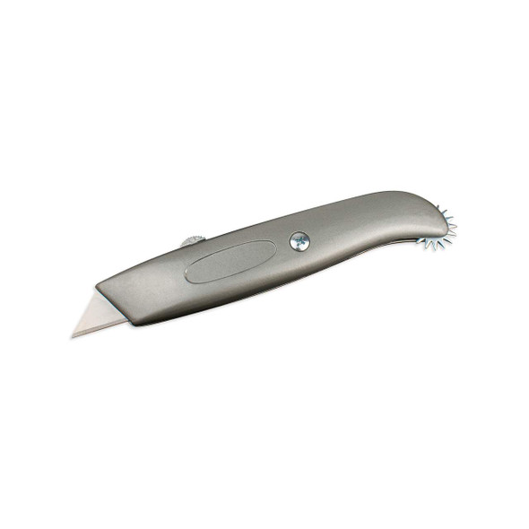 Reverse angled view of Encore EP-190 Retractable Utility Knife with extended blade and scoring wheel