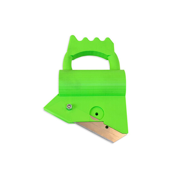 Side view of Encore EP-298 Industrial Slide Cutter showing green housing, hand grip, and exposed cutting blade