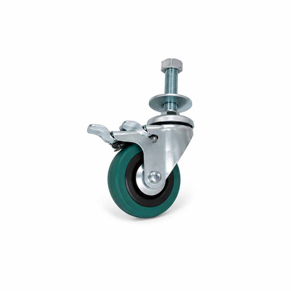 Side view of locking swivel caster for Encore EP-5960 packaging dispenser