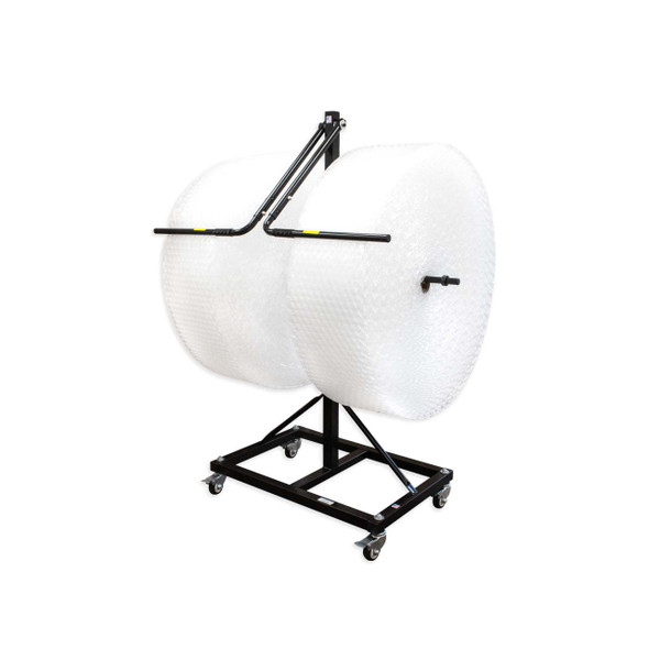 Encore EP-6220D Mobile Floor Dispenser loaded with two large rolls of protective bubble wrap