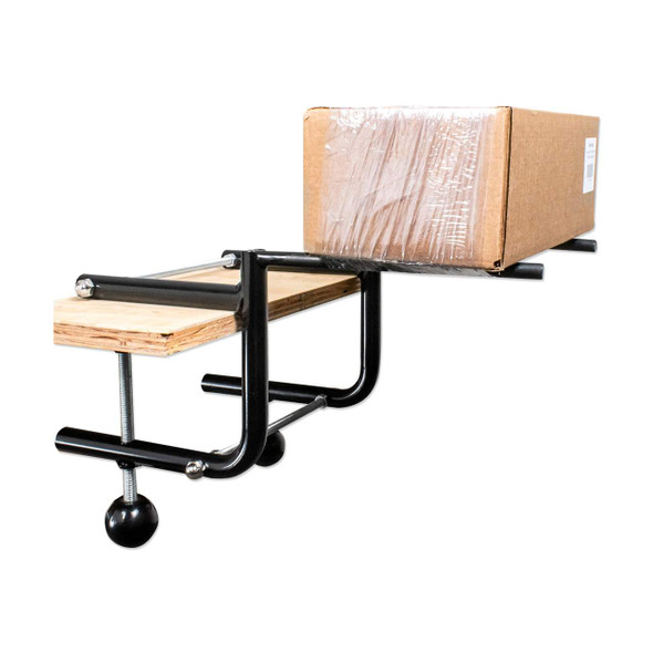 Encore EP-768 Tabletop Bundling Attachment supporting a carton during stretch film bundling on a workbench