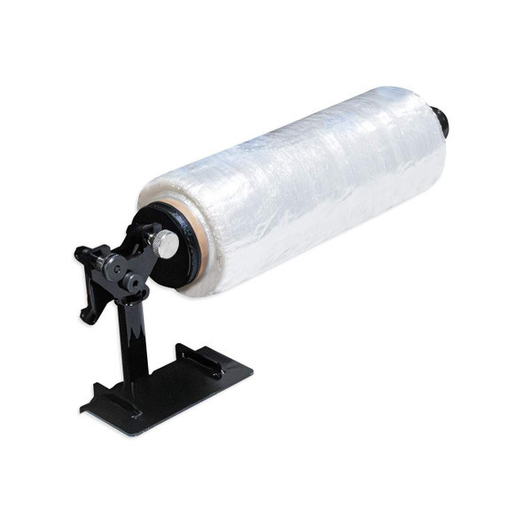 Encore EP-775 tabletop stretch film bundling station configured for horizontal wrapping with a hand stretch film roll installed