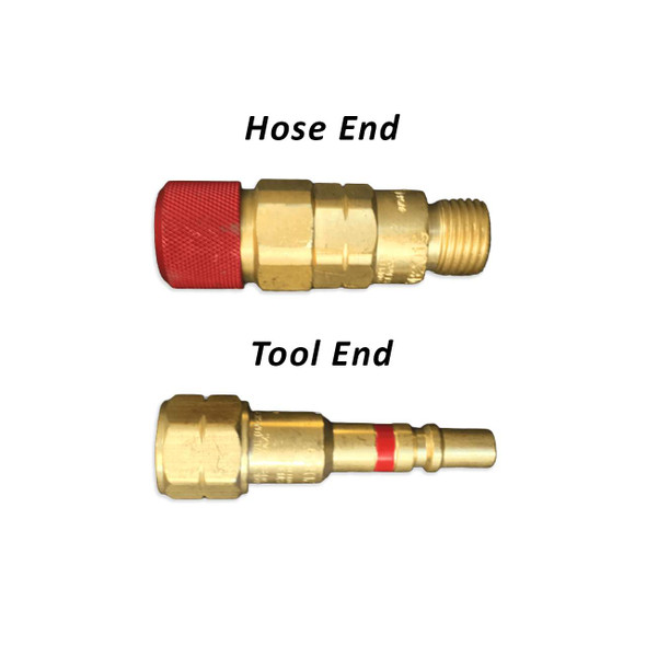 Quick Disconnect Fitting - Tool Side showing brass hose end and tool end connectors