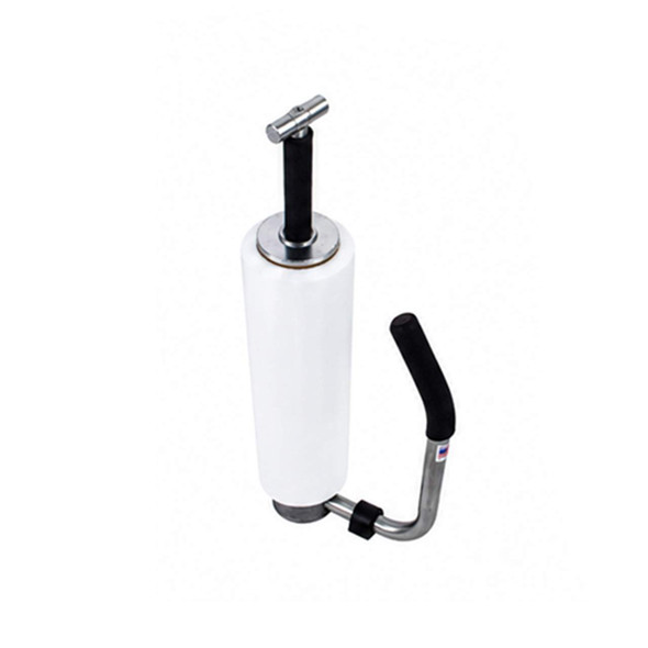 Top angled view of the EP-810 Pistol Grip Hand Stretch Film Dispenser with T-handle spindle and film roll