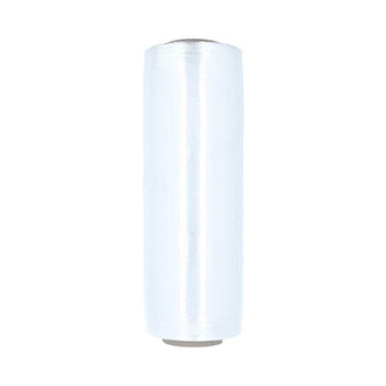 Standing roll of 15" x 1476' 8.5 Micron (34 Gauge) Engineered Pre-Stretch Hand Film with extended core