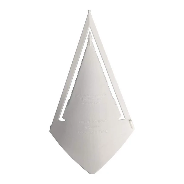5" x 7.4" self-piercing shrink wrap vent, front view with integrated piercing point