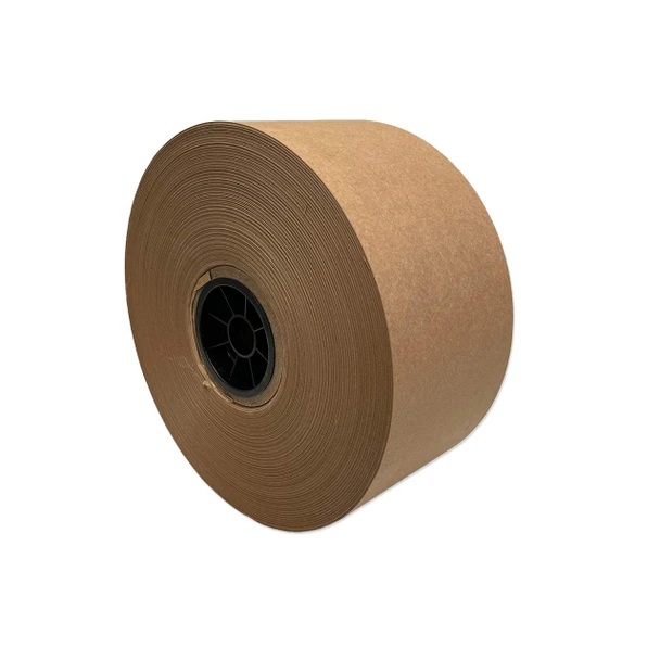 5" x 1000' Kraft linerboard paper roll with black plastic core on white background