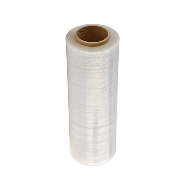 18-inch 1000-feet 120 Gauge Blown Hand Stretch Film standing upright for hand-applied load containment