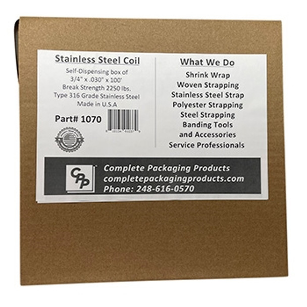 5/8" x .030" x 100' Stainless Strapping Type 316 5/8" x .030" x 100' Stainless Strapping Type 316