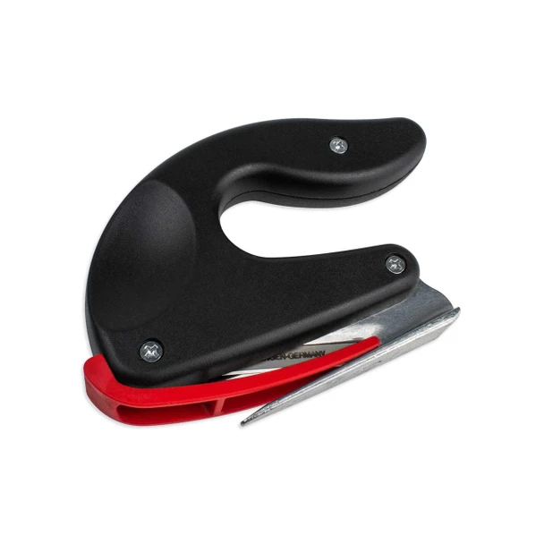Encore EP-260 Safety Slide Cutter with black ergonomic handle, red blade guard, and metal cutting guide
