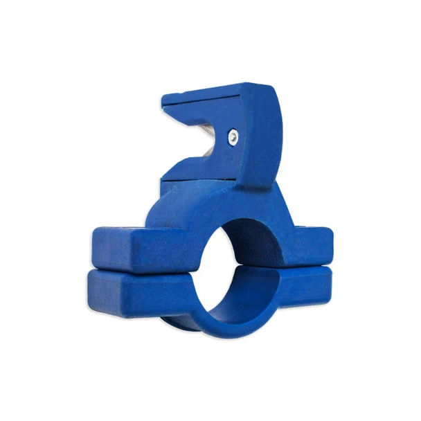 Encore EP-222 Mounted Film & Twine Cutter with blue clamp-on design and recessed safety blade