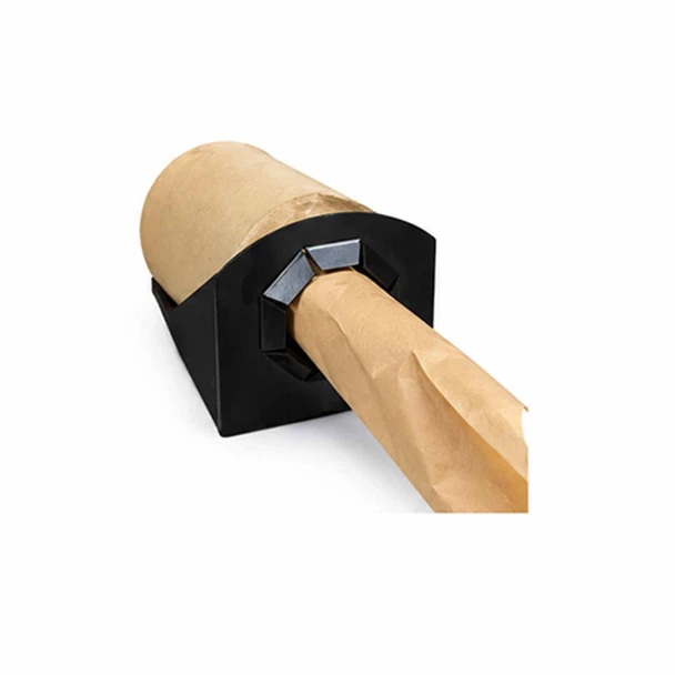 Angled view of Encore EP-5957-TT Center-Pull Kraft Paper Dispenser with paper extended