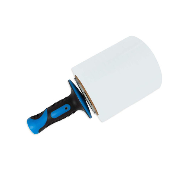 Side view of the EP-760 Hand Stretch Film Dispenser with ergonomic grip and stretch film roll installed