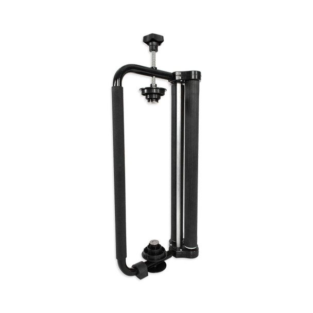 Angled view of the EP-838-BS Hand Stretch Film Dispenser featuring adjustable tension handle and dual brake rollers