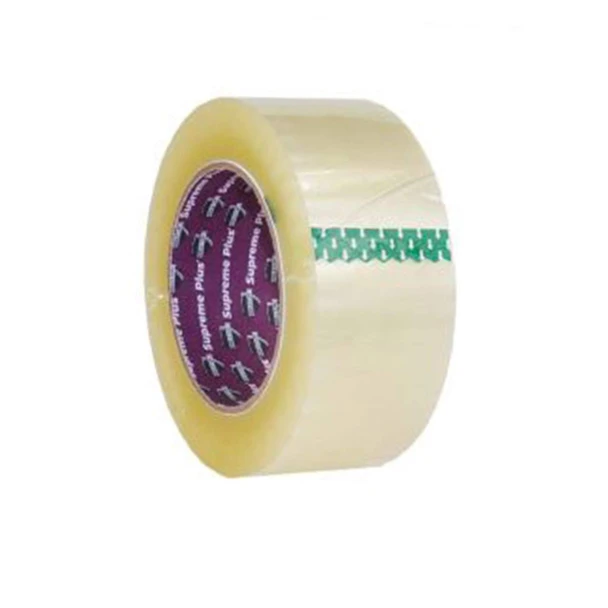 2 inch x 110 yard 2.5 mil clear acrylic carton sealing tape roll shown from an angled left view