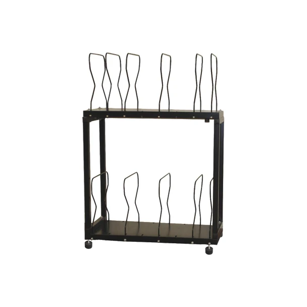 EP-5815 Two-Tier Carton Stand with adjustable wire dividers and leveling feet