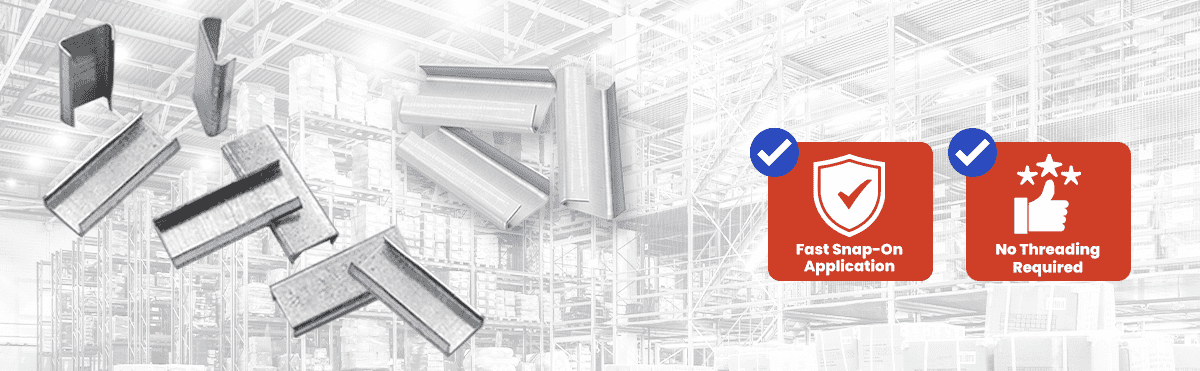 Open and semi-open steel strapping seals for secure steel banding with durable, corrosion-resistant performance