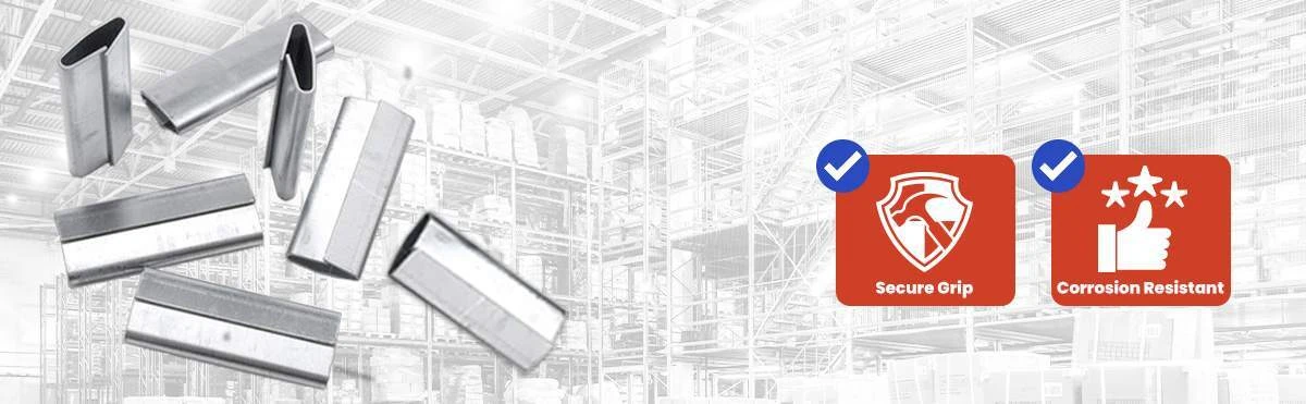 Closed steel strapping seals for secure steel banding with durable, corrosion-resistant performance