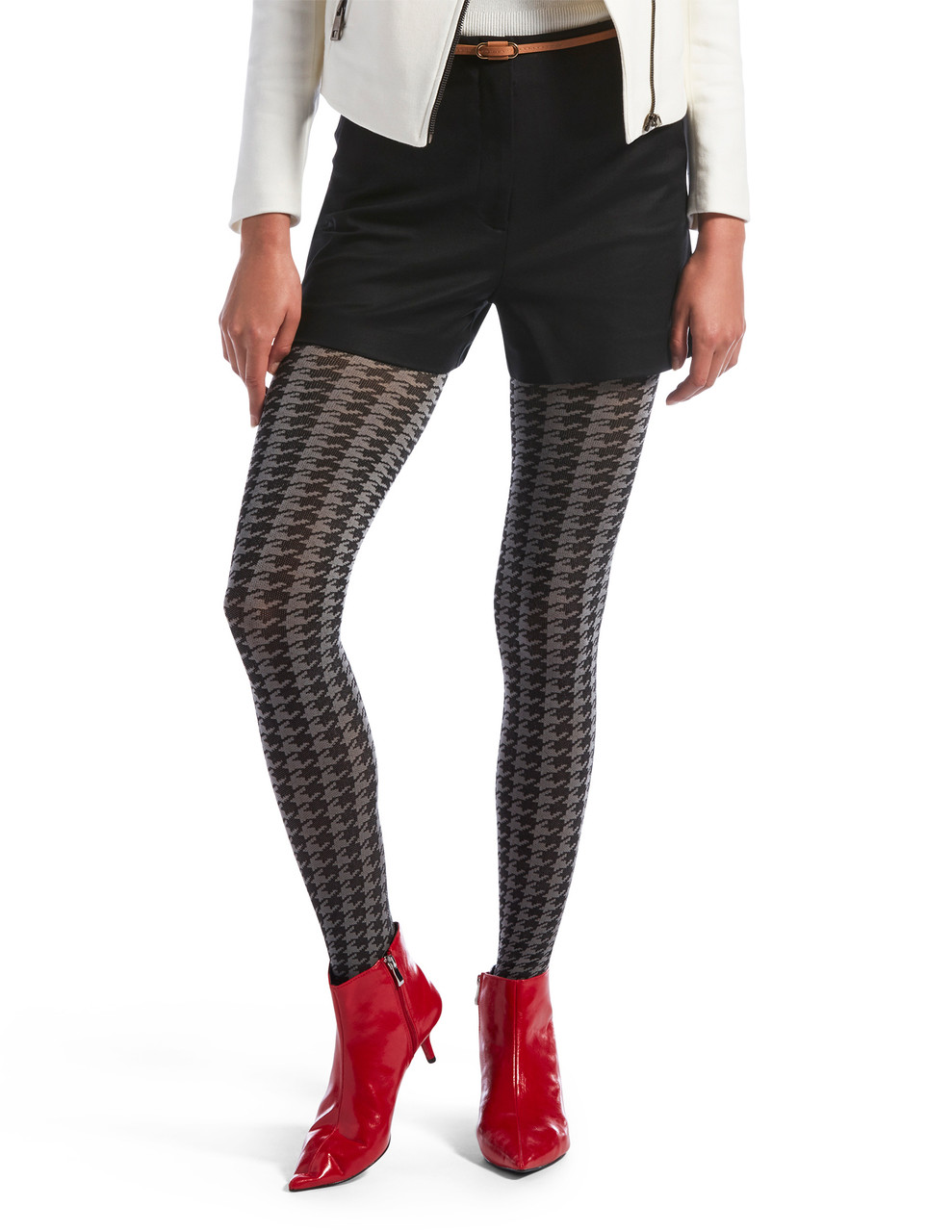 Red Plaid Footless Tights for Women