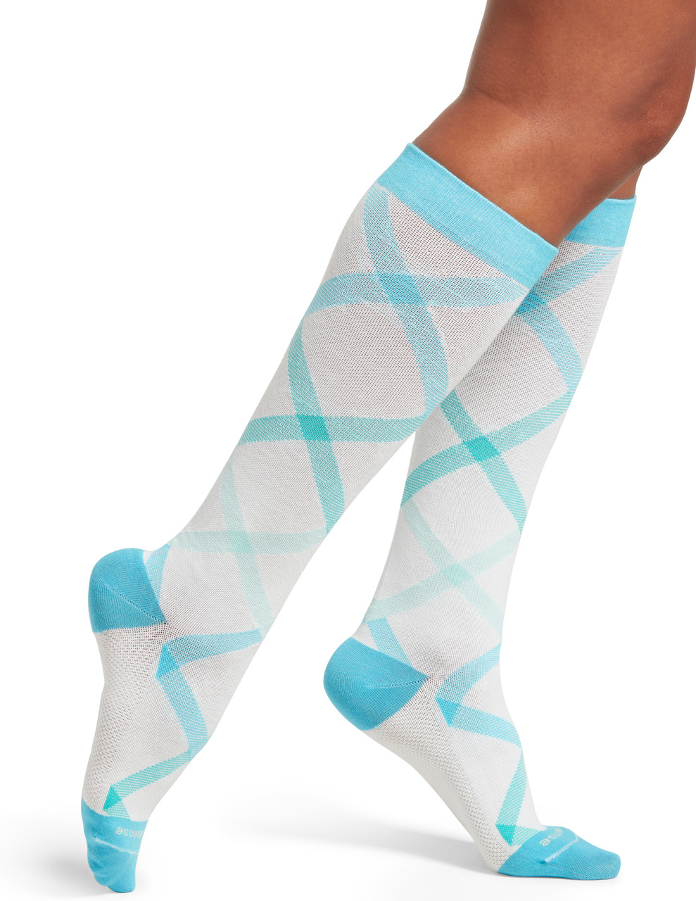 Women's White/Blue/Green Compression Socks with Grips Variety Pack - 2 Pairs