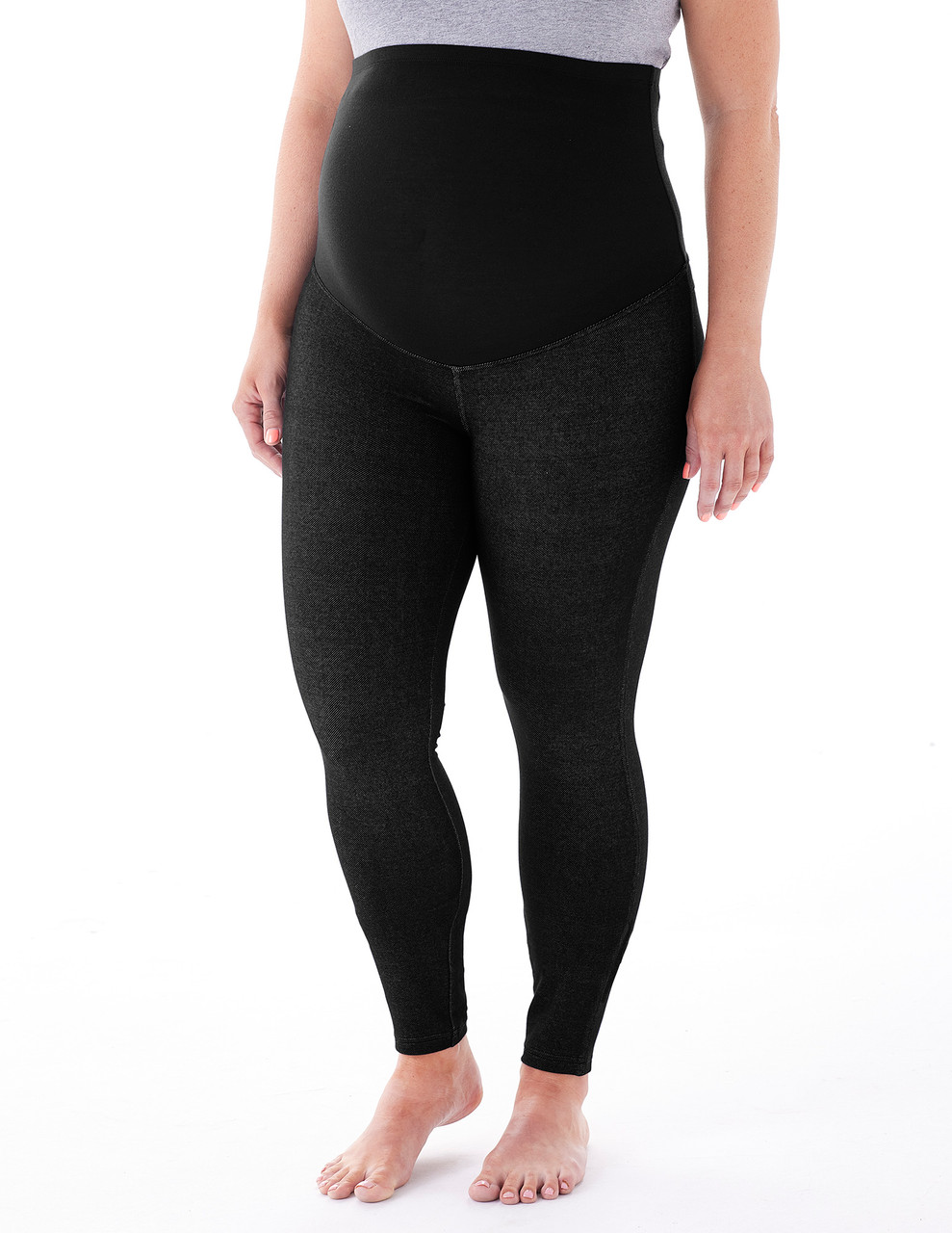 High Waisted Stretchy Cotton Jersey Maternity Leggings