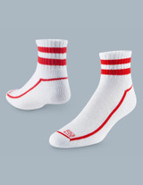 ExpanTech Stretch Tech Men's Quarter Top Socks 3 Pairs White-Red