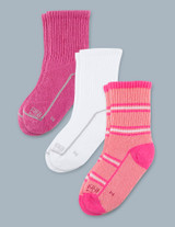 ExpanTech Stretch Tech Kid's Crew Socks 3 Pairs Pink Stripe-White