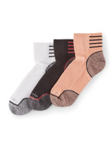 Soft & Breathable Cushioned Ankle Socks 3 Pair Pack Black/White/Nectar Shoe Sizes 4-10