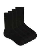 Cotton Roll Top Crew Sock 4 Pair Pack Black One Size