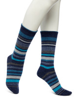 Striped Flat Knit Wool Boot Sock