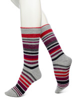 Striped Flat Knit Wool Boot Sock Ore Shoe Sizes 4-10