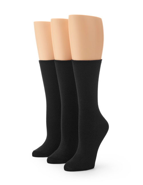 No Nonsense Women's Silky Trouser Knee High Sock, 3 Pair Pack, 9-12, Black  