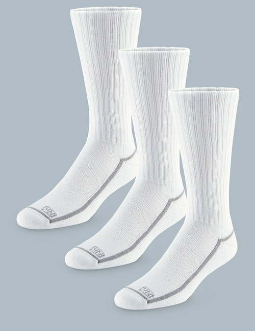 ExpanTech Stretch Tech Men's Crew Socks 3 Pairs White