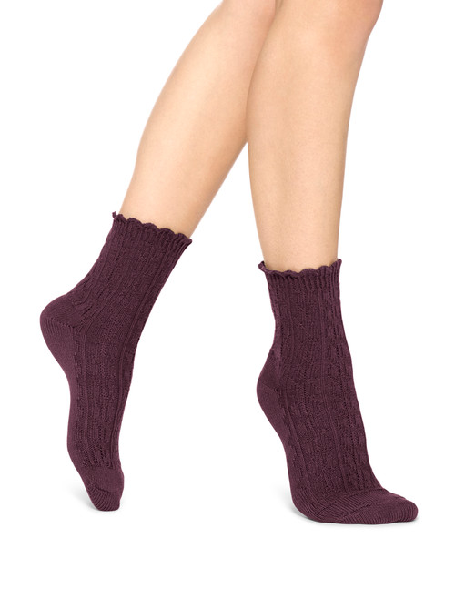 MENRKOO 2022 Women Socks Maggie Stretch Indoor Cushioned Non Slip Grip  Thermal Socks For Women Purple 